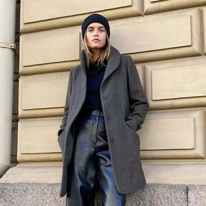 ARITZIA Wilfred Cocoon WOOL CASHMERE Coat Grey XS